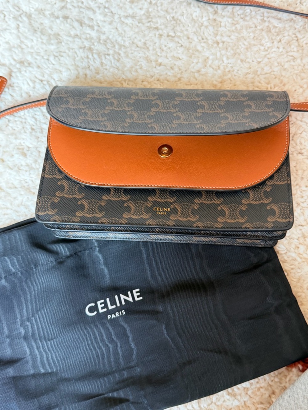 Celine Brown & Tan Triomphe wallet on Strap Bag - Picture 15 of 15